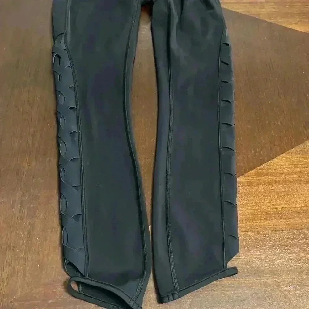 Lululemon Black Hi-rise Leggings Laser Cut Weave Mesh Luxtreme